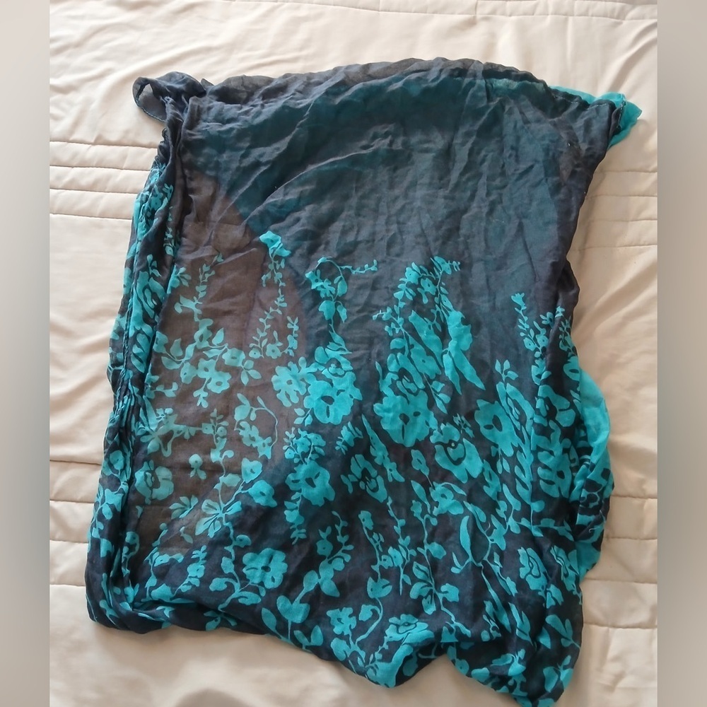 Blue Floral Infinity Scarf - Picture 2 of 5